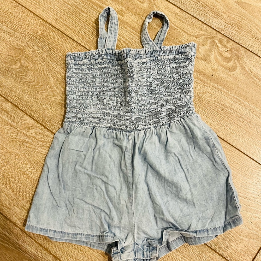Denim ruched babyGap romper, 18 to 24 months